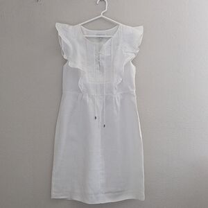 J. Crew White Mini Dress with Ruffle Detail